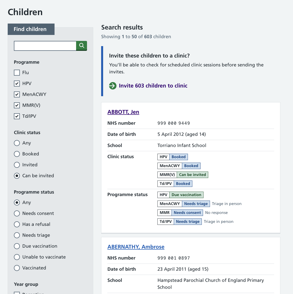 Screenshot of Can be invited filter.