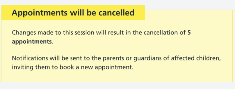 Screenshot of cancellation warning.