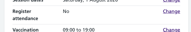Screenshot of registering attendance answer.