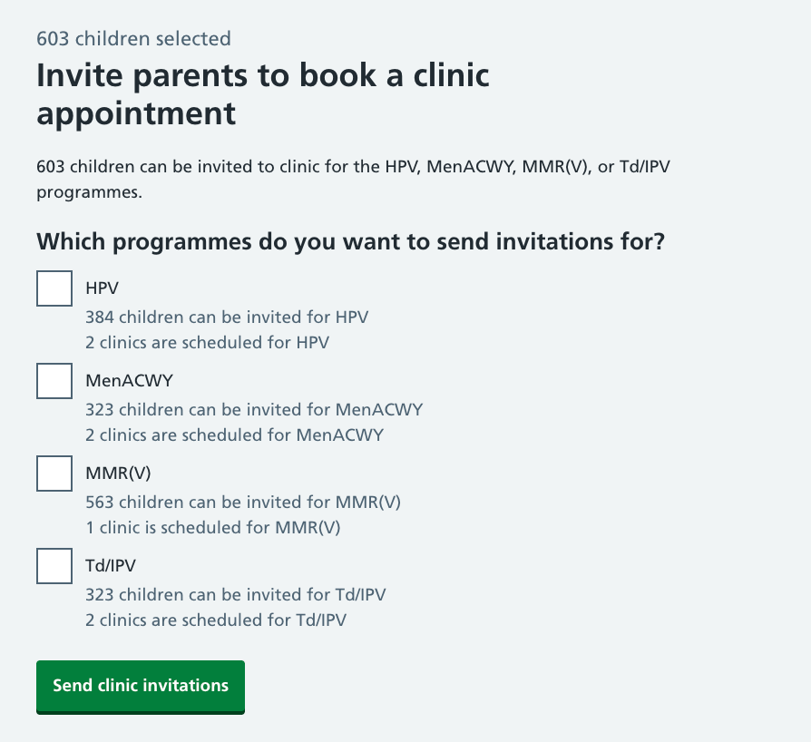 Screenshot of programme confirmation page.